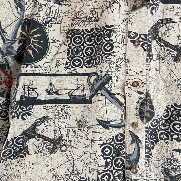 Vintage Van Heusen 417 Over Easy Nautical Theme Long Sleeve Button Down Shirt M - Picture 6 of 10